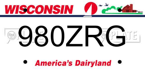 980ZRG Wisconsin License Plate