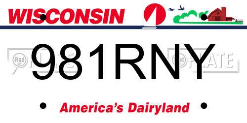981RNY Wisconsin License Plate