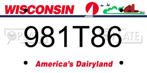 981T86 Wisconsin License Plate
