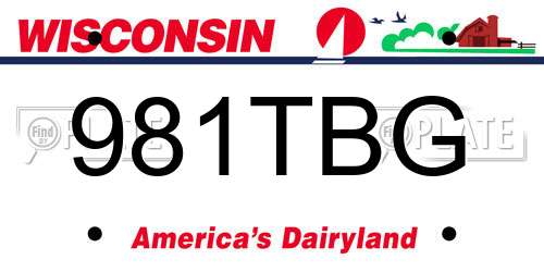 981TBG Wisconsin License Plate