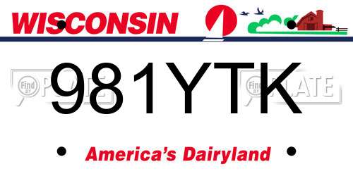981YTK Wisconsin License Plate