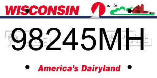 98245MH Wisconsin License Plate