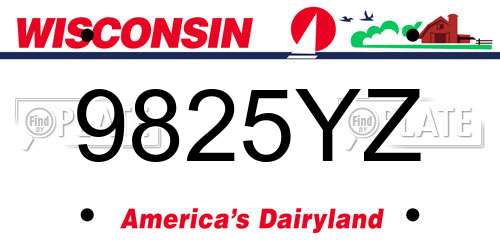 9825YZ Wisconsin License Plate