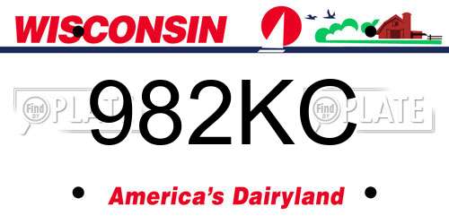 982KC Wisconsin License Plate