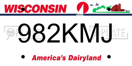 982KMJ Wisconsin License Plate