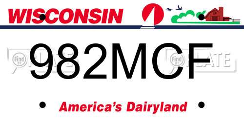 982MCF Wisconsin License Plate