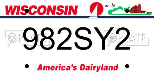 982SY2 Wisconsin License Plate