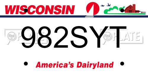 982SYT Wisconsin License Plate