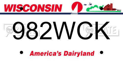 982WCK Wisconsin License Plate