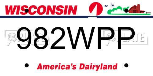 982WPP Wisconsin License Plate