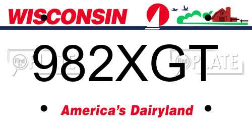 982XGT Wisconsin License Plate