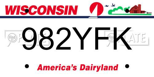 982YFK Wisconsin License Plate