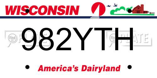 982YTH Wisconsin License Plate