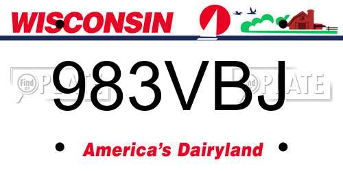 983VBJ Wisconsin License Plate