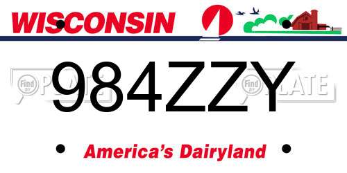 984ZZY Wisconsin License Plate
