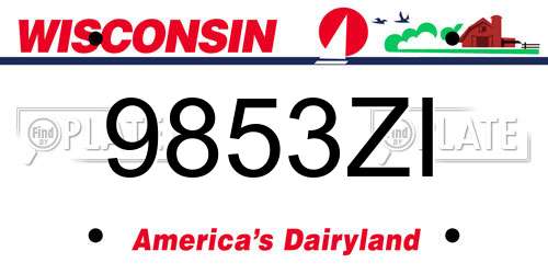 9853ZI Wisconsin License Plate