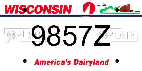 9857Z Wisconsin License Plate