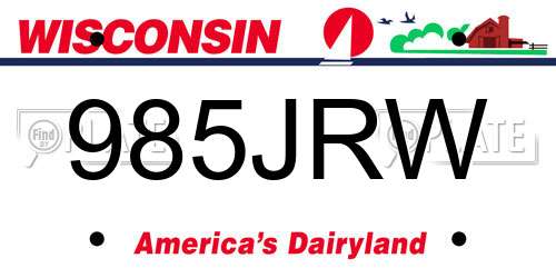 985JRW Wisconsin License Plate
