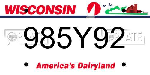 985Y92 Wisconsin License Plate
