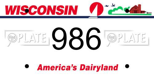 986 Wisconsin License Plate