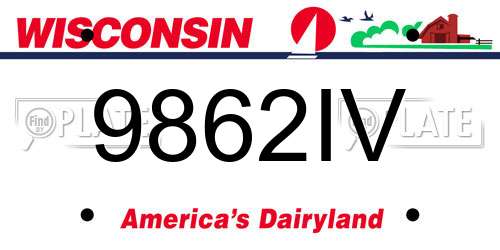 9862IV Wisconsin License Plate