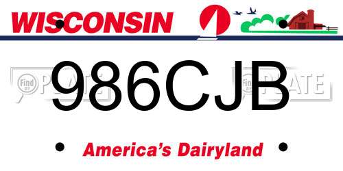 986CJB Wisconsin License Plate