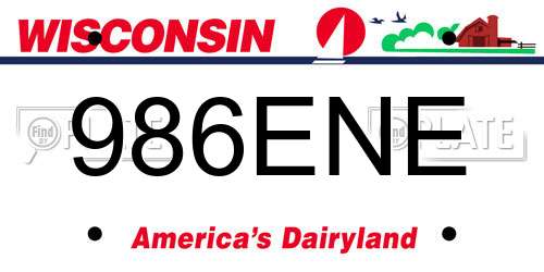 986ENE Wisconsin License Plate