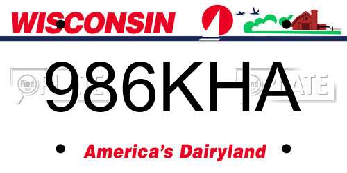 986KHA Wisconsin License Plate