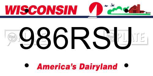 986RSU Wisconsin License Plate