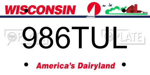 986TUL Wisconsin License Plate