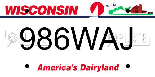 986WAJ Wisconsin License Plate