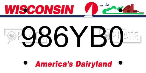 986YB0 Wisconsin License Plate