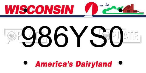 986YS0 Wisconsin License Plate