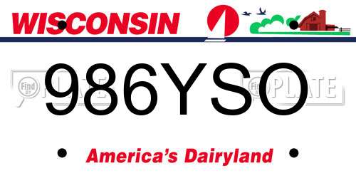 986YSO Wisconsin License Plate