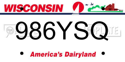 986YSQ Wisconsin License Plate