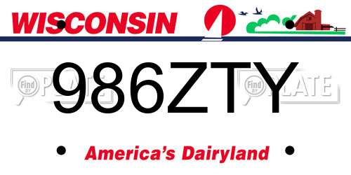986ZTY Wisconsin License Plate