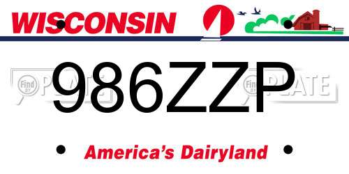 986ZZP Wisconsin License Plate