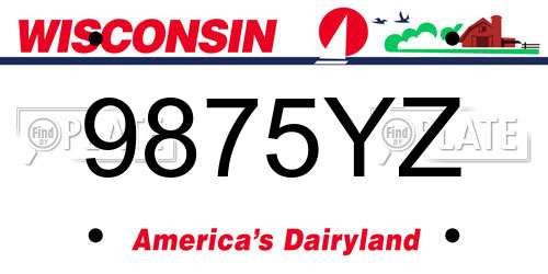 9875YZ Wisconsin License Plate
