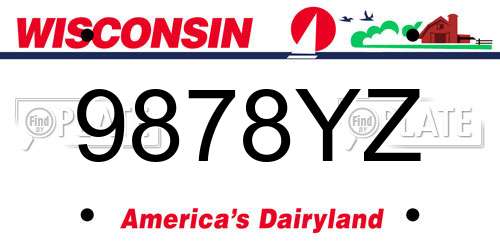 9878YZ Wisconsin License Plate