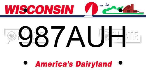 987AUH Wisconsin License Plate
