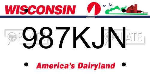 987KJN Wisconsin License Plate