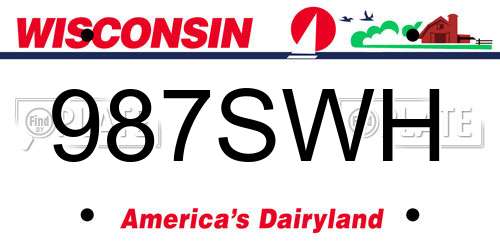 987SWH Wisconsin License Plate