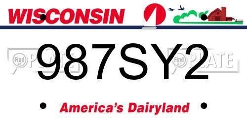 987SY2 Wisconsin License Plate