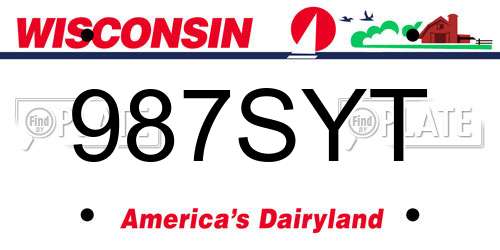 987SYT Wisconsin License Plate