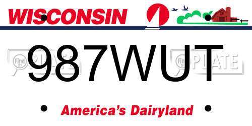 987WUT Wisconsin License Plate