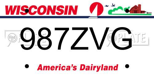 987ZVG Wisconsin License Plate