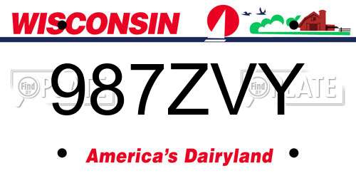 987ZVY Wisconsin License Plate