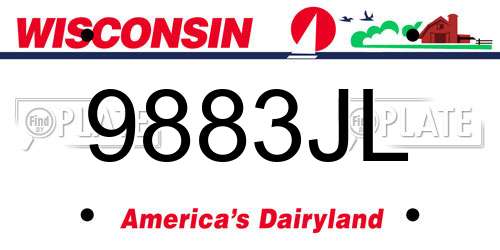 9883JL Wisconsin License Plate