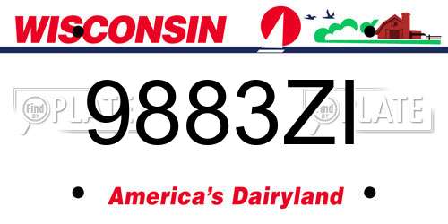 9883ZI Wisconsin License Plate