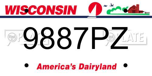 9887PZ Wisconsin License Plate